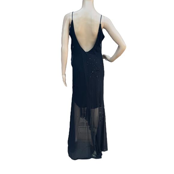 Cache Black Embellished Maxi Dress, Size S, Spaghetti Strap Formal Gown - Picture 8 of 9